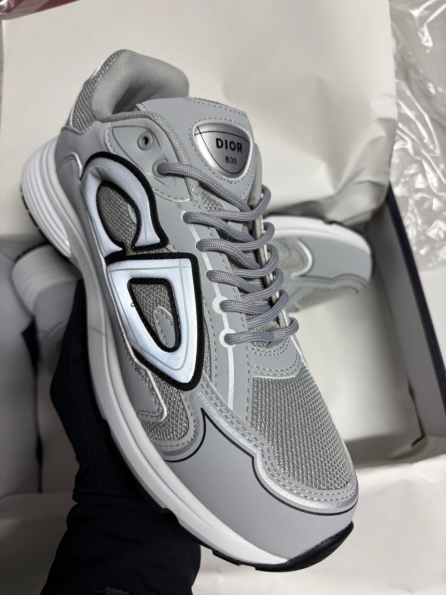 Dior B30 Grey Trainers With Box